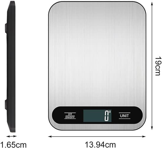 Digital køkkenvægt op til 10 kg med LCD-display og rustfrit stål