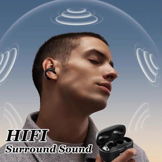 Åbent Bluetooth-headset, trådløse øreclips-hovedtelefoner, Bluetooth 5.4, støjreduktion, dynamisk equalizer, 3D-lyd