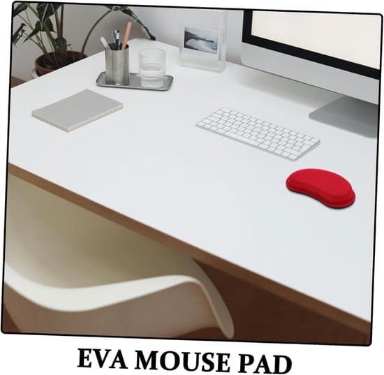 Musemåtte håndledsstøtte, fjedrende håndledsstøtte, ergonomisk håndledspude til computerbrug, rød.