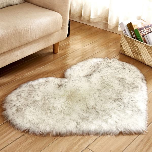 Fluffy Plys Tæppe Langhåret Imiteret Uldpude Bløde Behårede Pels Tæpper Hvid