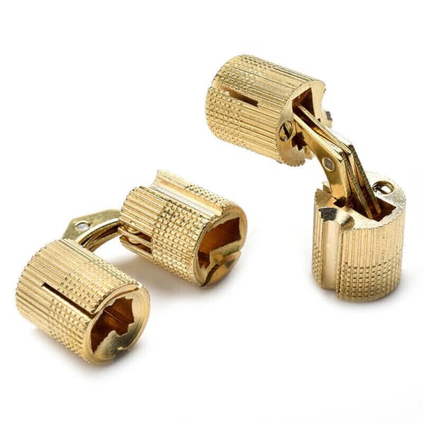 4 messing cylindriske hængsler, ferrule hængsler, 10 mm