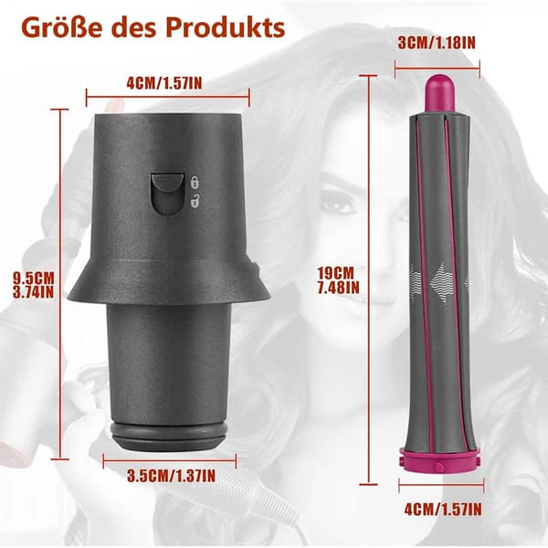 30 mm krøllejerns-tilbehør til Dyson Supersonic – forlænger-tilbehør + adapter til bløde bølger og krøller