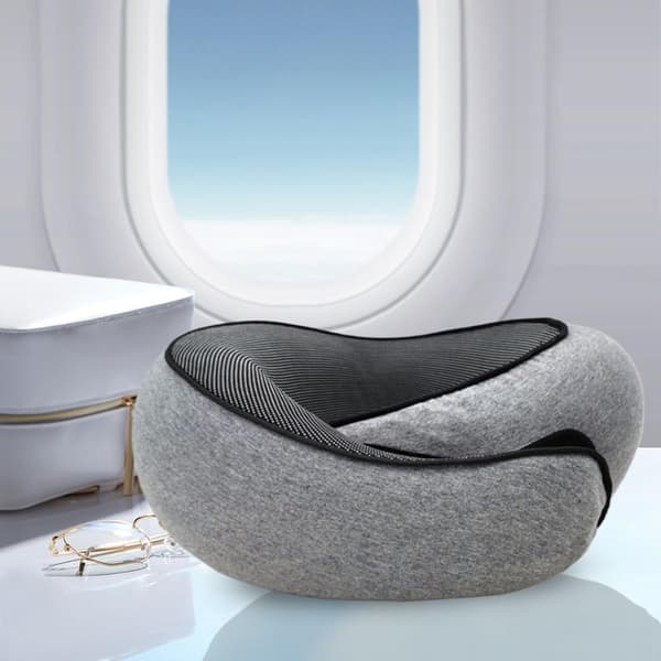 Kudde Memory Foam Flygplan Vandring Resa Långsam-Släpp Skum - Mörkgrå