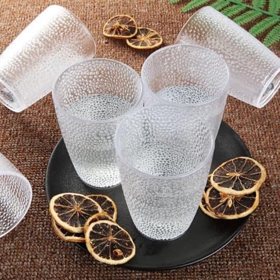 6-pack stötsäkra campingmuggar i glas - 350 ml - stapelbara drickskoppar i plast