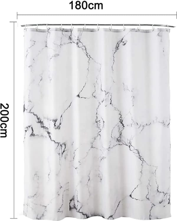 Tekstil bruseforhæng, marmormønster, digitaltryk, polyester, skimmelresistent, 180x200 cm
