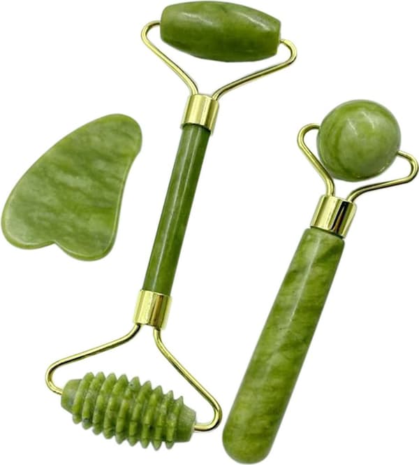 Jaderulle & Gua Sha-bräda set, jadematerial, anti-aging ansiktsvård