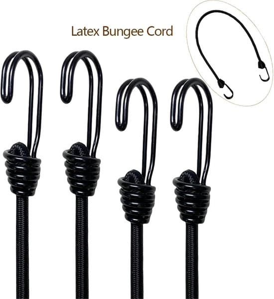 Presennings elastiskt rep - elastisk rem - lastsäkring - dubbel J-krok - 60cm x 4 - blå