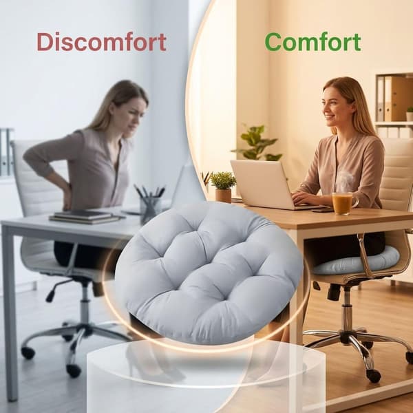 2-pack runda halkfria golv- och matsalsstolsdynor (40 cm, grå)