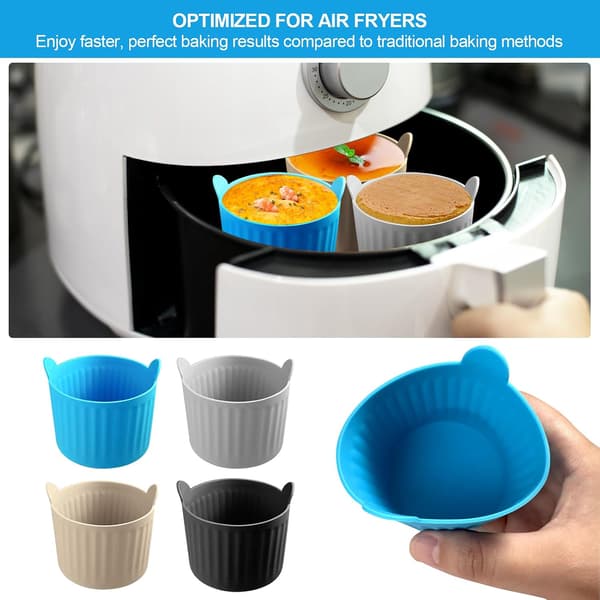 8-delt bageform til airfryer, fødevaregodkendte silikonekopper, non-stick, til æg, cupcakes, buddinger.