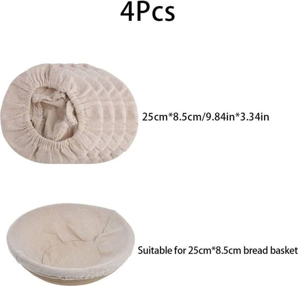 4-pack runda linnetygsfoder för jäskorgar, storlek 25*9 cm