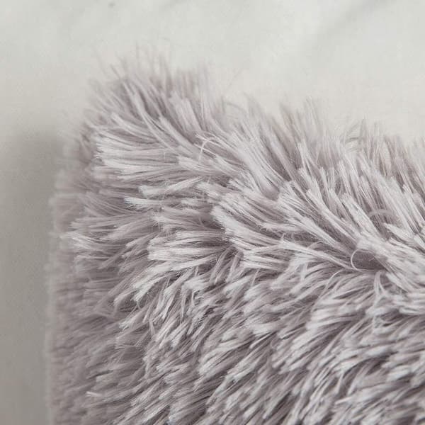 2 stk. pyntepudebetræk i imiteret pels, sofapuder, dekorative pyntepuder, superbløde, fluffy puder, sofapudebetræk - grå