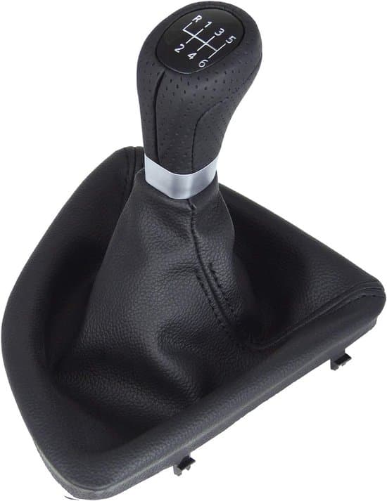 Sort perforeret kunstlæder 6-trins gearknop til BMW 1-serie E81 E82 E87 E88, plug and play, reservedel.