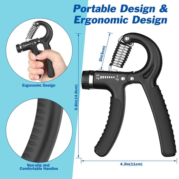 Greppstyrketränare, 2-pack, justerbar 5-60 KG, underarmsövning