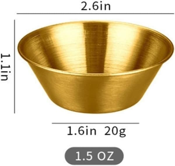 12-pack kryddkoppar i rostfritt stål - Perfekta för dippsåser och serveringskoppar, 1,5 oz - Guld
