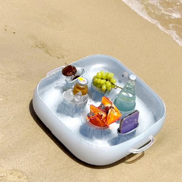 Oppustelig Drikkevareholder til Poolside Fire Store Rum Flyder til Spabade Strandfester Holder Flasker Snacks Telefoner