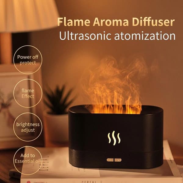 RGB Flamme Luftfugter Aroma Æterisk Olie Diffuser Ultralyd Aromaterapi