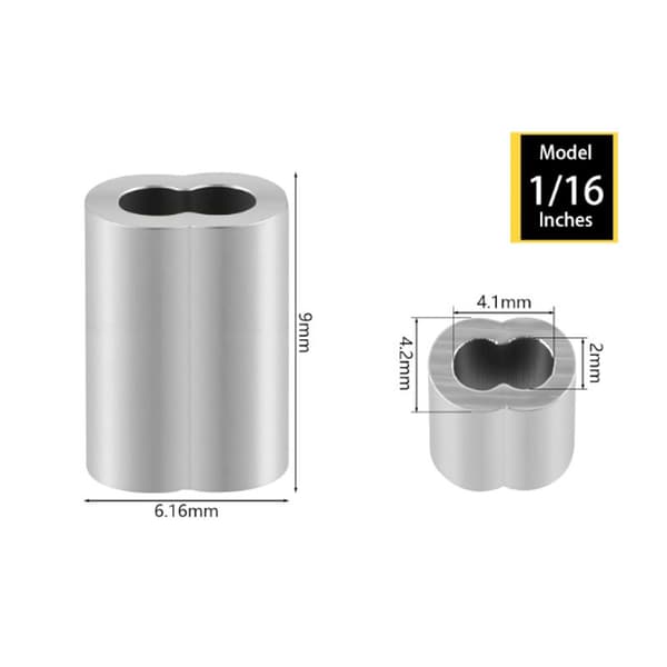 200-styks aluminium krymperingmuffer (2 mm) til wirer og kabler