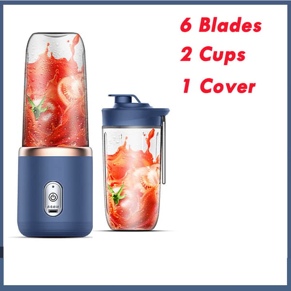Bærbar Blender Smoothies Milkshakes USB Opladning - Blå