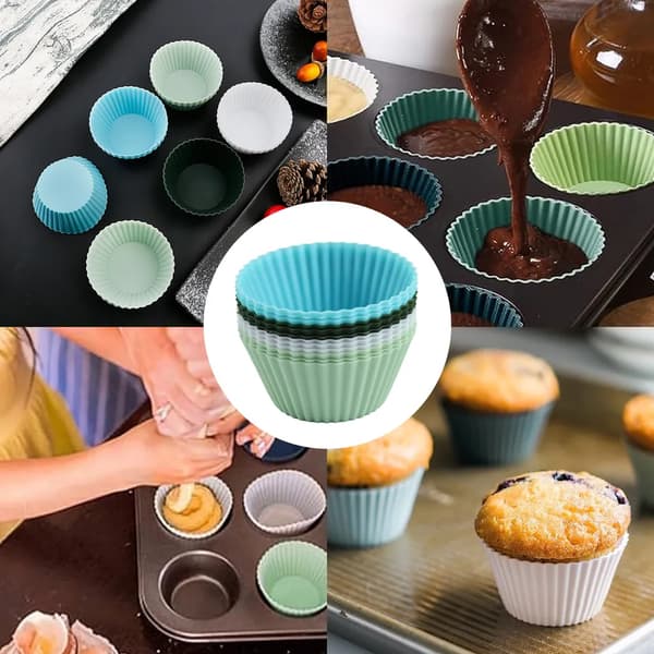 12-pak store silikone muffinforme, non-stick genanvendelig bageform