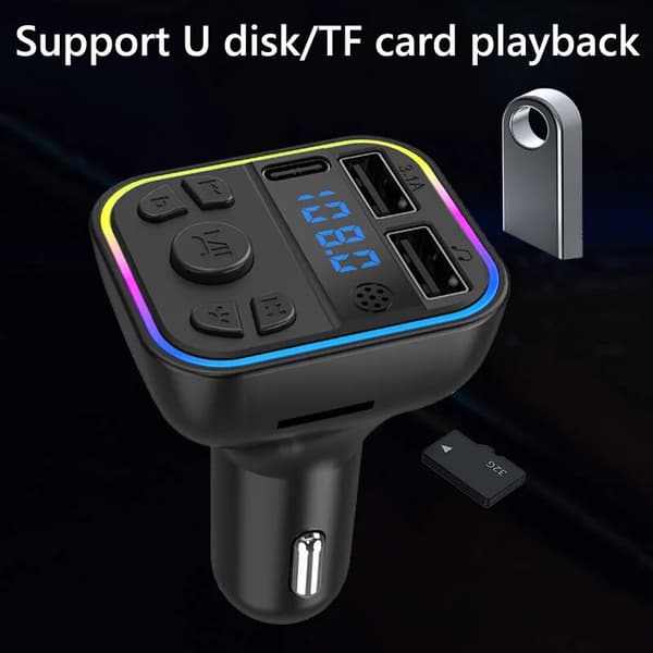 FM-sender Trådløst Bluetooth-bilsæt MP3-afspiller Radioadapter USB-oplader