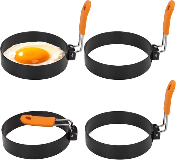 4-delad äggring och pannkaksform i rostfritt stål