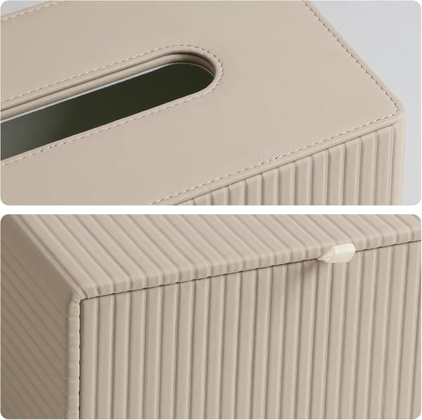 Enkel rektangulär läderfodral för näsdukslåda - beige - 24*12*10 (cm)