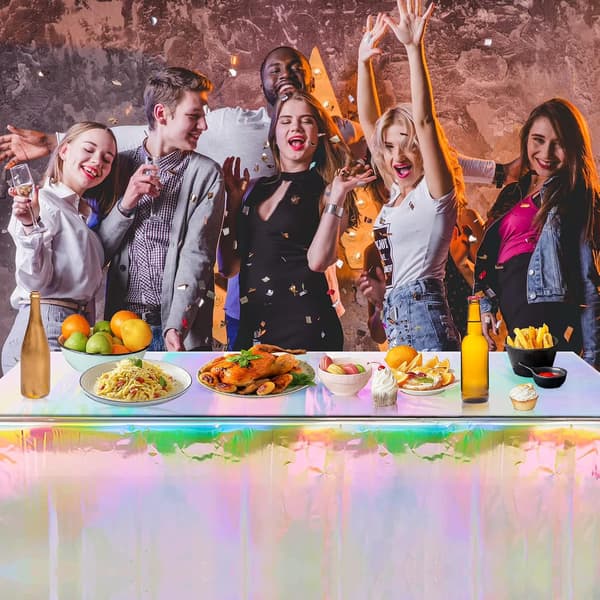4-pack återanvändbara regnbågsfärgade rektangulära festdukar (137x274cm)