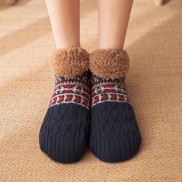 Vinter sherpa gulvstrømper L:39-42 marineblå