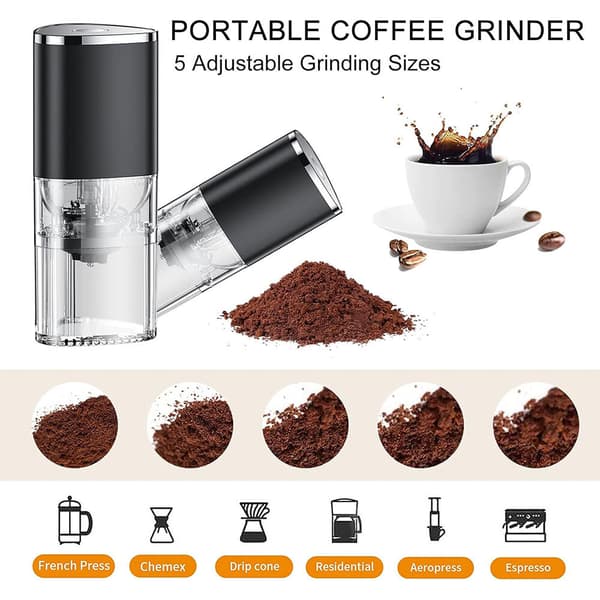 Elektrisk kaffekværn til formaling af bønner, nødder, krydderier, urter, blender, USB, hvid