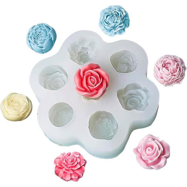 Blomsterlysform, blomstersilikoneform, blomsterform, blomsterlysform, 3D DIY blomstersilikone lysform, velegnet til sæbe.