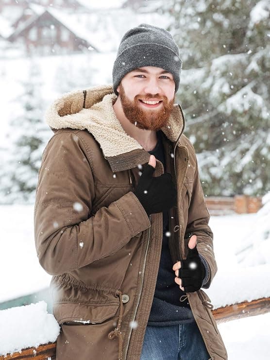 Vinter strikvanter uden fingre - Khaki
