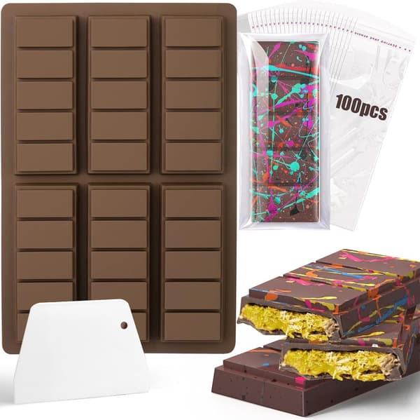 Chokoladebarforme med 100 stk. formposer Praline Slikforme Silikone Chokoladeforme