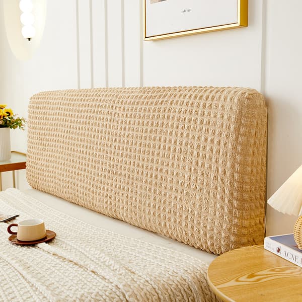 Våffelstickat elastiskt sänggavelöverdrag, tvättbart möbeldammskydd, sovrumsinredning - Beige 2m