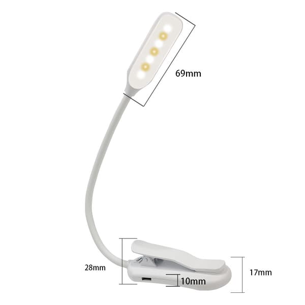 Mini USB Genopladelig Dæmpbar Øjenbeskyttende Sengelæselampe - Sort