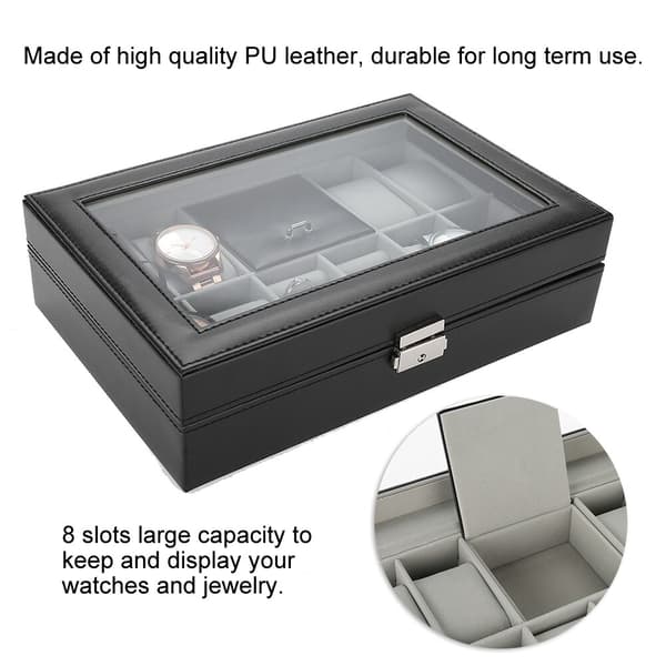 PU Læder Ur Opbevaringsboks Smykke Display Boks Holder Organizer 16 Gitre