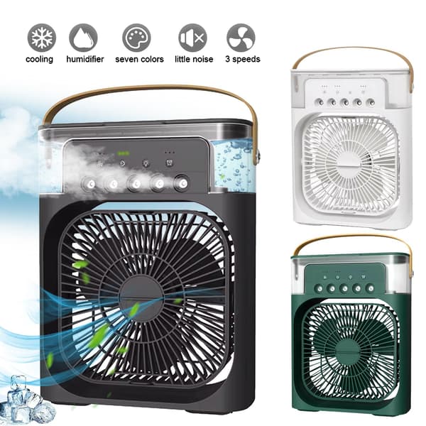 Bærbar Mini Luftkøler Ventilator Klimaanlæg Køling Befugter Skrivebord USB - Sort