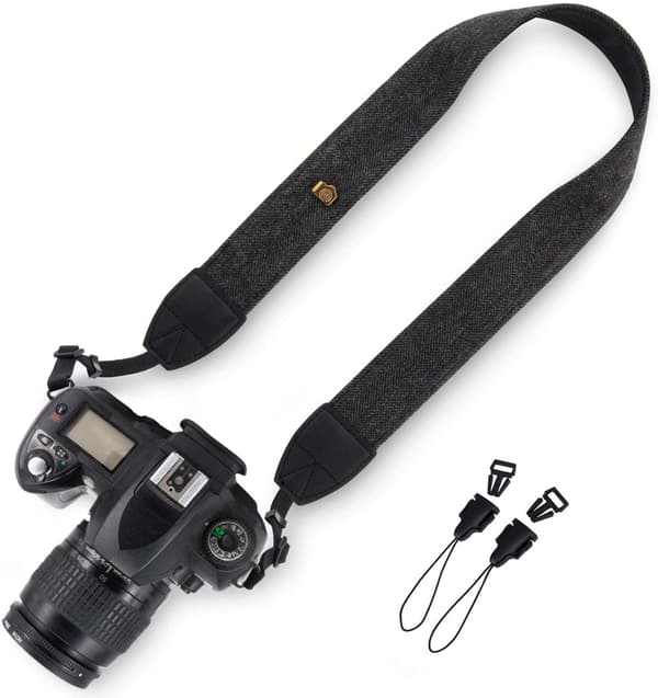 Kamerarem Sling Säkerhetsbälte Snabbkoppling Universal DSLR - Retro Grå