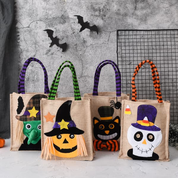 Halloween gavepose, non-woven mulepose, slikpose, sort kat design