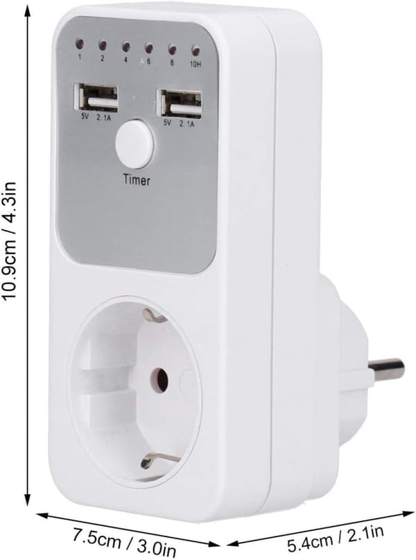 Digital timerstik, 180-260V 13A, USB-interface, 24-timers programmering.