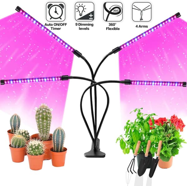 Växtbelysning - LED fullspektrum - 40 watt - Automatisk timer 3/9/12 timmar - Adapter ingår