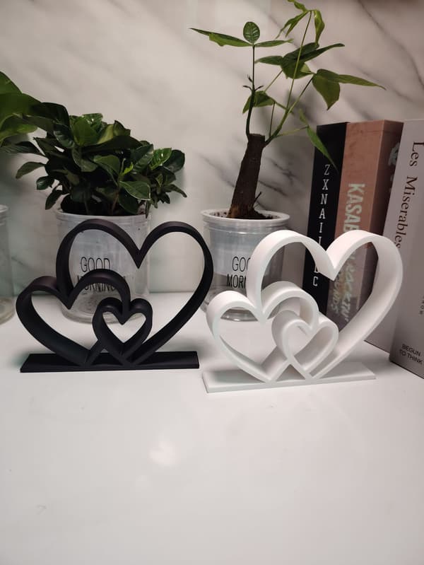 Hjerte til Hjerte Statue Valentinsdag Boligindretning Kærlighedspynt-Sort