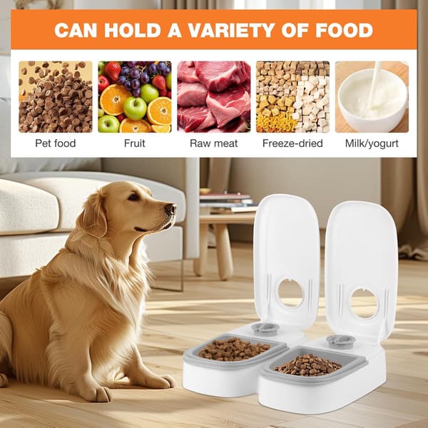 Automatisk foderautomat, 2 portioner (700 ml hver), 48-timers timer, velegnet til katte og små hunde.