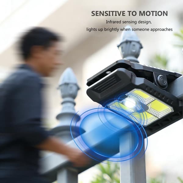 Svart utomhus solcellsdriven rörelsesensor COB arbets- och nödlampa