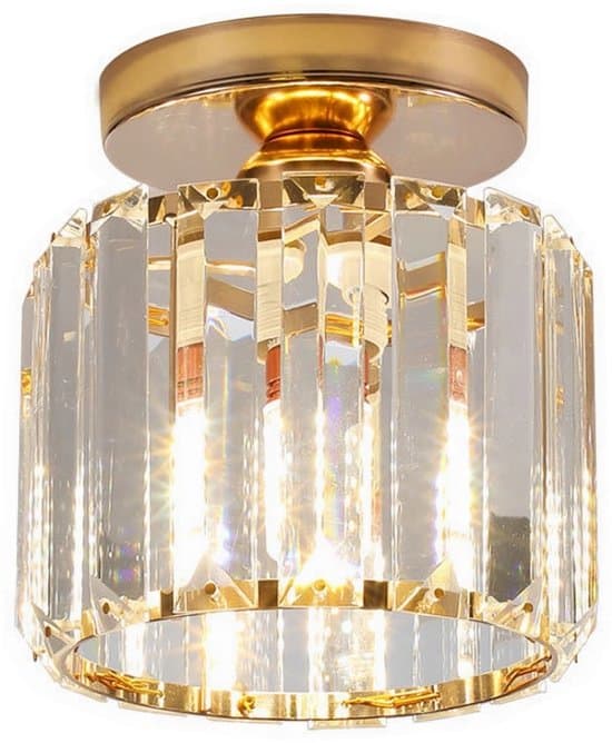 Modern kristallkrona, lämplig för kök, sovrum och vardagsrum, guld.