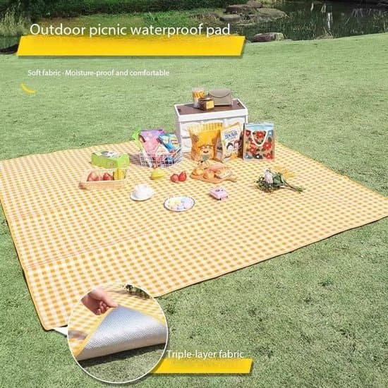 Picknickfilt - 200x300 cm - Vattentät och sandsäker - Gul