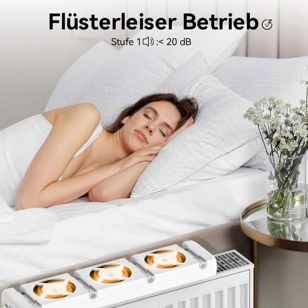 Radiatorventilator, 3.0 smart varmblæser m/ termisk sensor, varmeforstærker til gulvvarme og radiatorer