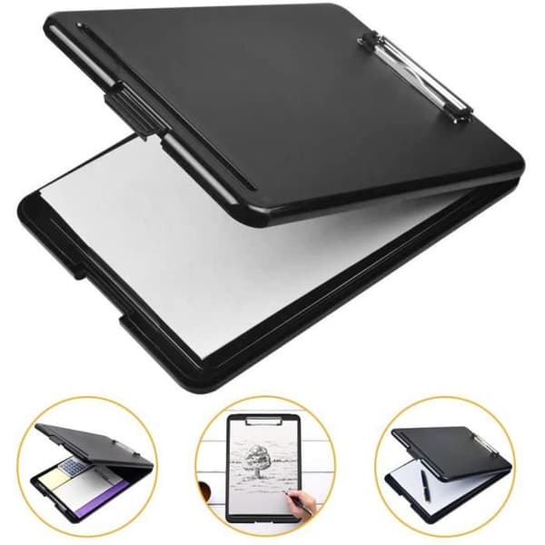 Notebook-etui, sort plastik - inkluderer opbevaringsboks, 34×24×2,3 cm