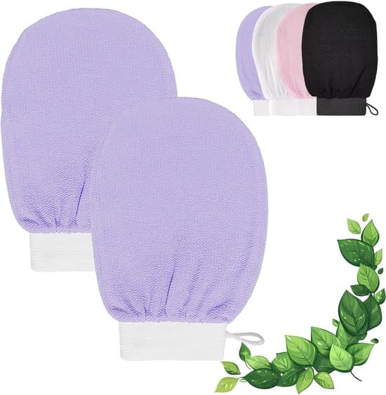 2-pack - Badskrubbhandskar - Återanvändbara - Kroppsvård - Dusch - Lila