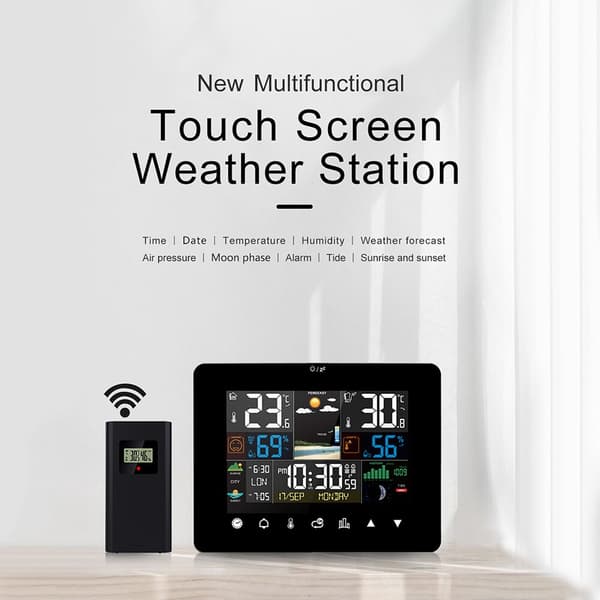 Inomhus Utomhus LCD Digital Trådlös Väderstation Termometer Klocka Kalender