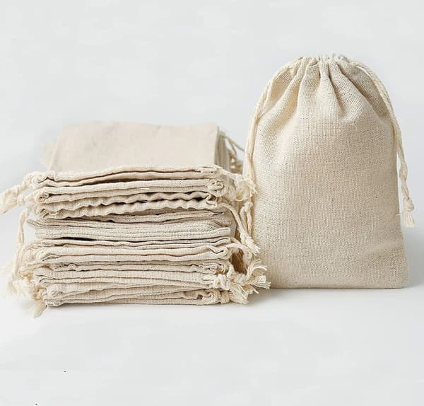 25 små dragskopåsar, presentpåsar i bomull, 15*20 cm